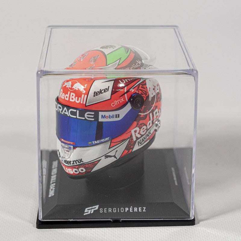 Red Bull SERGIO PEREZ AUSTRIA GP MINI HELMET 2022 - SCHUBERTH 1:4 SCALE INCLUDES DISPLAY CASE