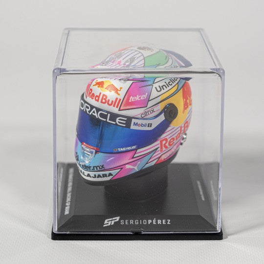 Red Bull SERGIO PÉREZ MIAMI GP 2022 MINI HELMET SCHUBERTH SCALE 1:4 + DISPLAY