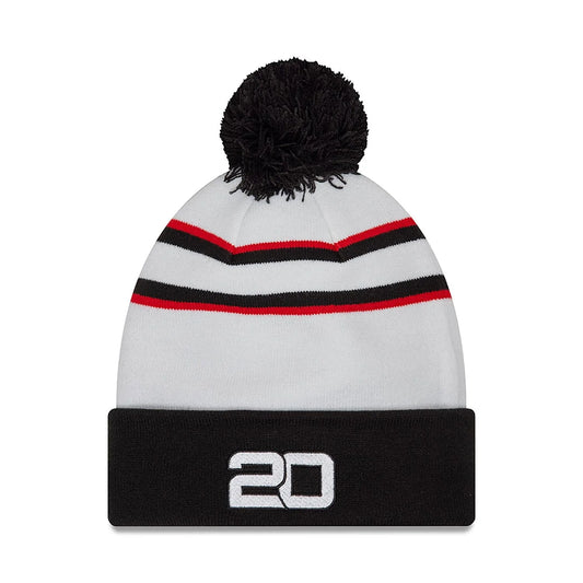 Pre-Order：Haas Racing F1 Kevin Magnussen Team Cuff Knit Beanie With Pom - White