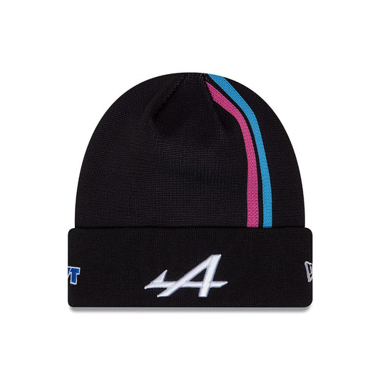 Pre-Order：Alpine Racing F1 New Era Stripe Knit Cuff Black Beanie - Adult