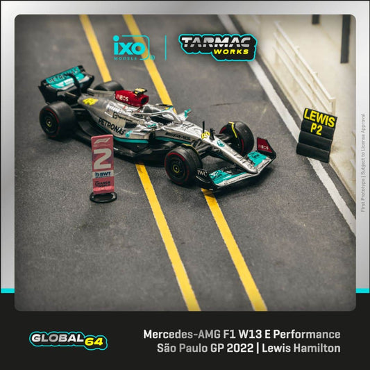 Mercedes-AMG F1 W13 E Performance Lewis Hamilton 2022年聖保羅大獎賽亞軍 Tarmac Works 1:64比例模型車